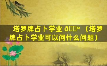 塔罗牌占卜学业 🐺 （塔罗牌占卜学业可以问什么问题）